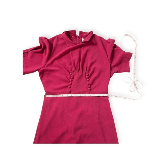 Lindy Bop Burgundy Midi Dress SZ M Pin Up 50s Fashion Retro Rockabilly Tea Dress - Picture 7 of 9